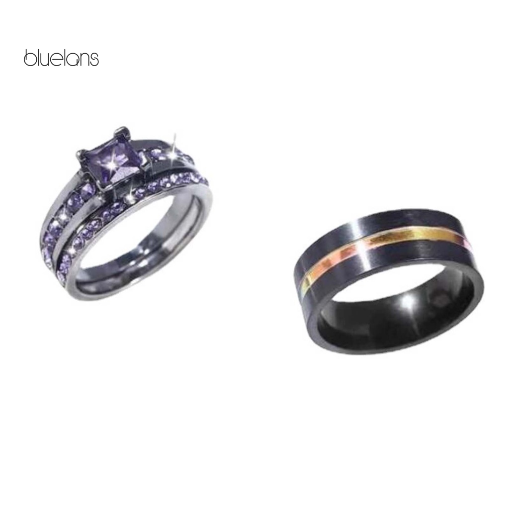 Set 3 Nhẫn Cặp Bằng Hợp Kim Đính Đá Thời Trang