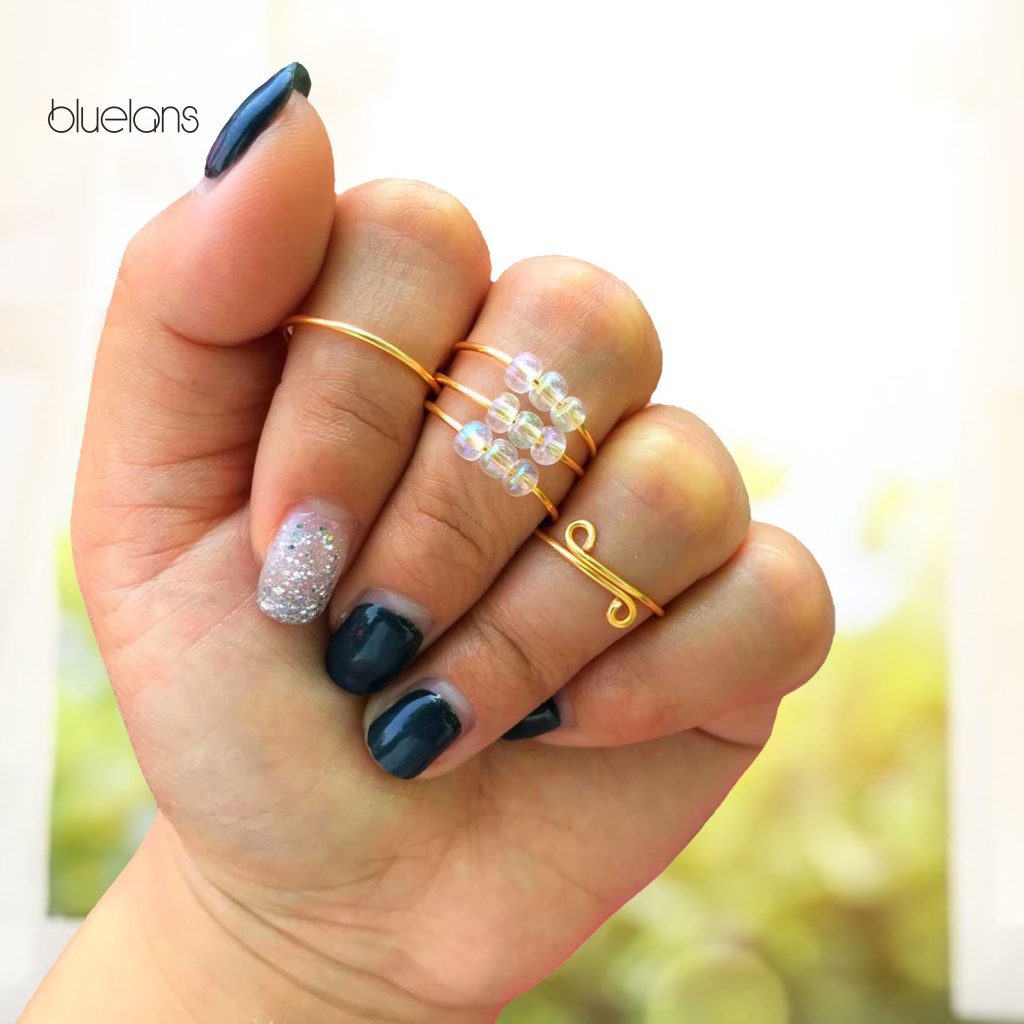 Bộ 5 Nhẫn Đồng Dạng Hở Chống Căng Thẳng Dùng Hàng Ngày