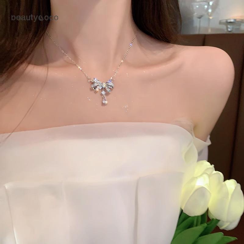 Beautycoco🍊Dây Chuyền Mặt Hình Giọt Nước Đính Đá Zircon Sang Trọng
