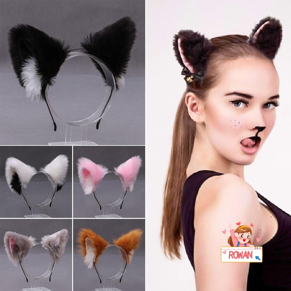 ROWANS Băng Đô Tai Mèo Nhồi Bông Hóa Trang Thời Trang