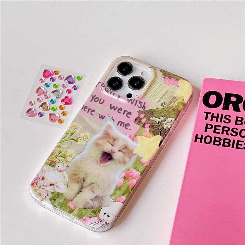 Ốp Điện Thoại Silicon Cứng Chống Sốc Chống Rơi Hình Mèo Dễ Thương Cho iPhone 14 13 12 11 Pro Max 14 Plus