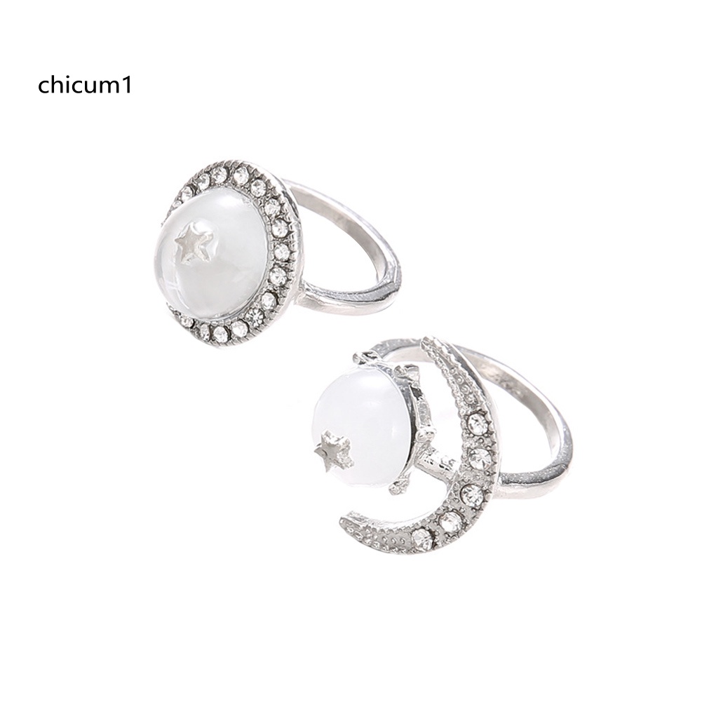 Set 2 Nhẫn Đốt Ngón Tay Trong Suốt Đính Đá Phong Cách Boho