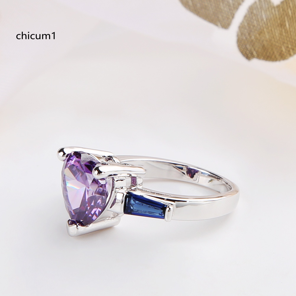 Nhẫn Đính Hôn Đính Đá Quý Nhân Tạo Hình Trái Tim Thời Trang Dành Cho Nữ