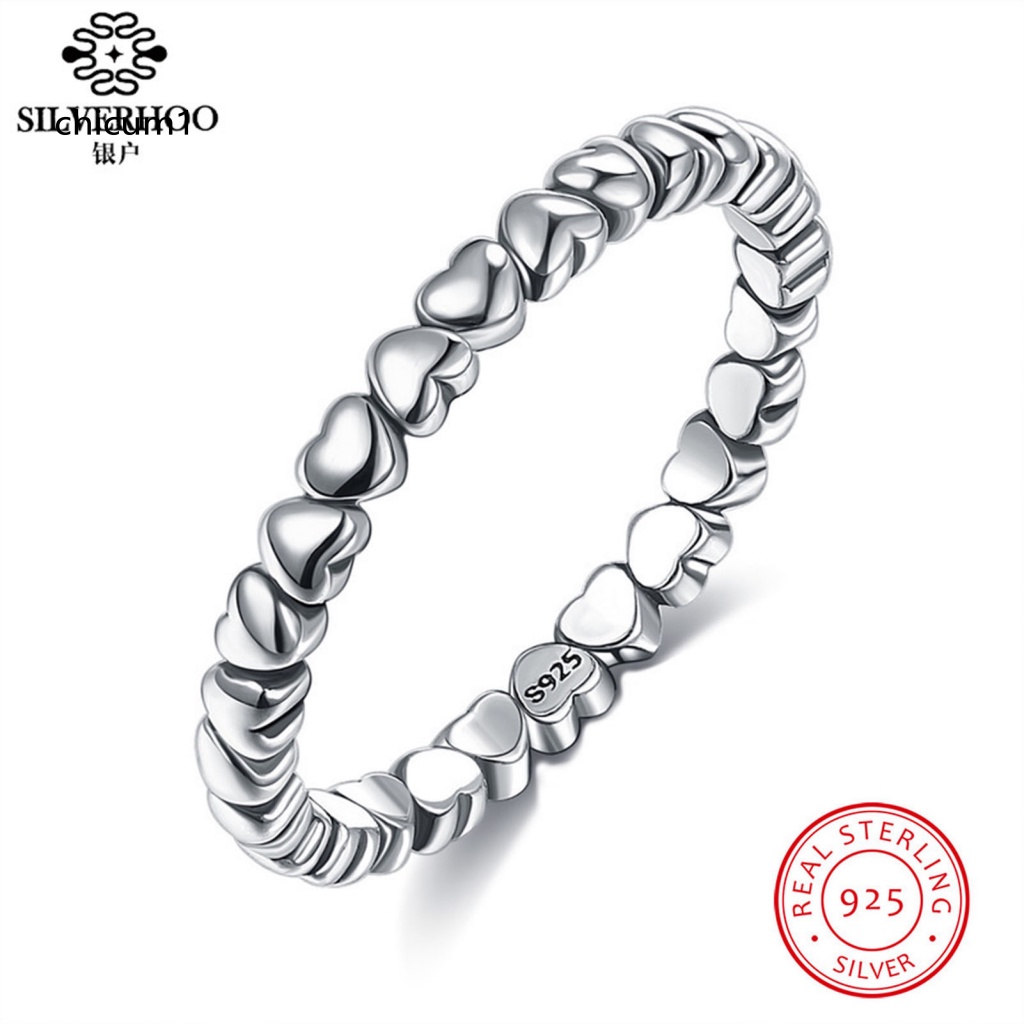 Nhẫn Mạ Bạc 925 Mặt Hình Trái Tim Cho Nữ