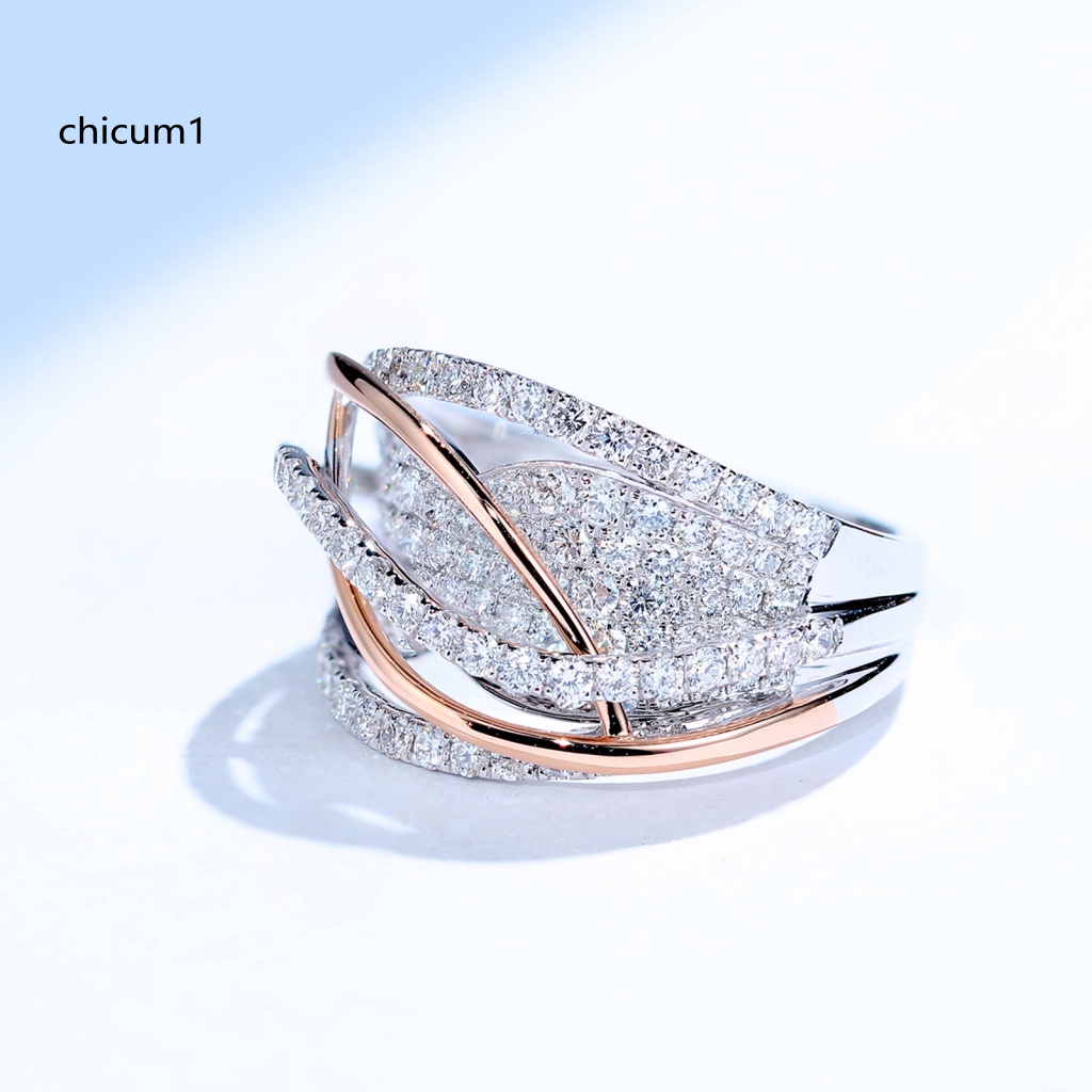 Nhẫn Cưới Dạng Xoắn Đính Đá Màu Sắc Tương Phản Dành Cho Nữ