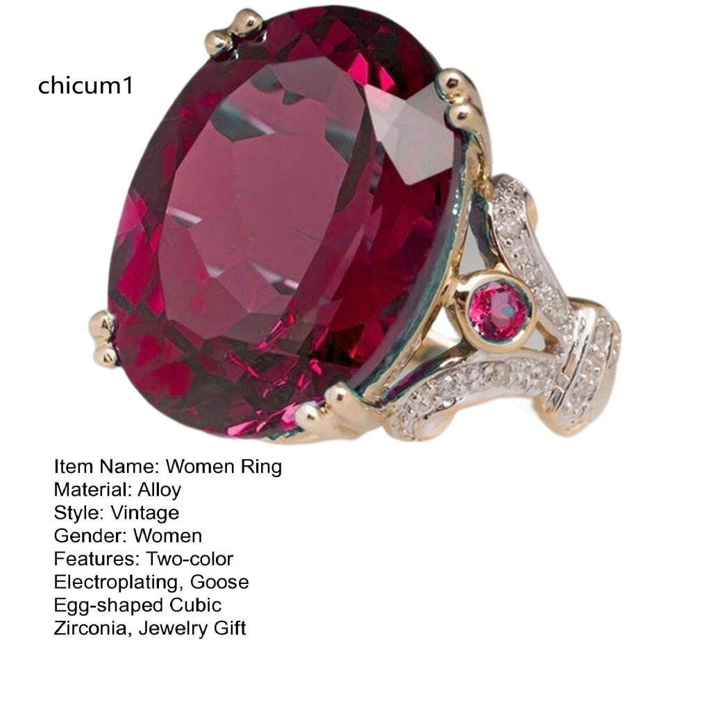 Nhẫn Đính Hôn Mạ Điện Hai Màu Sắc Sáng Bóng Phong Cách Vintage Dành Cho Nữ