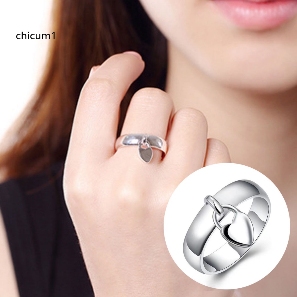 Nhẫn Hợp Kim Không Gỉ Mặt Khóa Trái Tim Thời Trang Cho Nữ