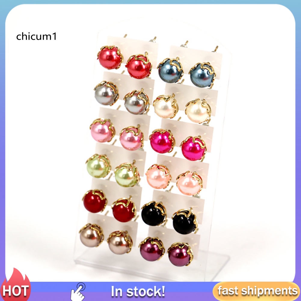 Set 12 Cặp Bông Tai Ngọc Trai Giả Thanh Lịch Cho Nữ