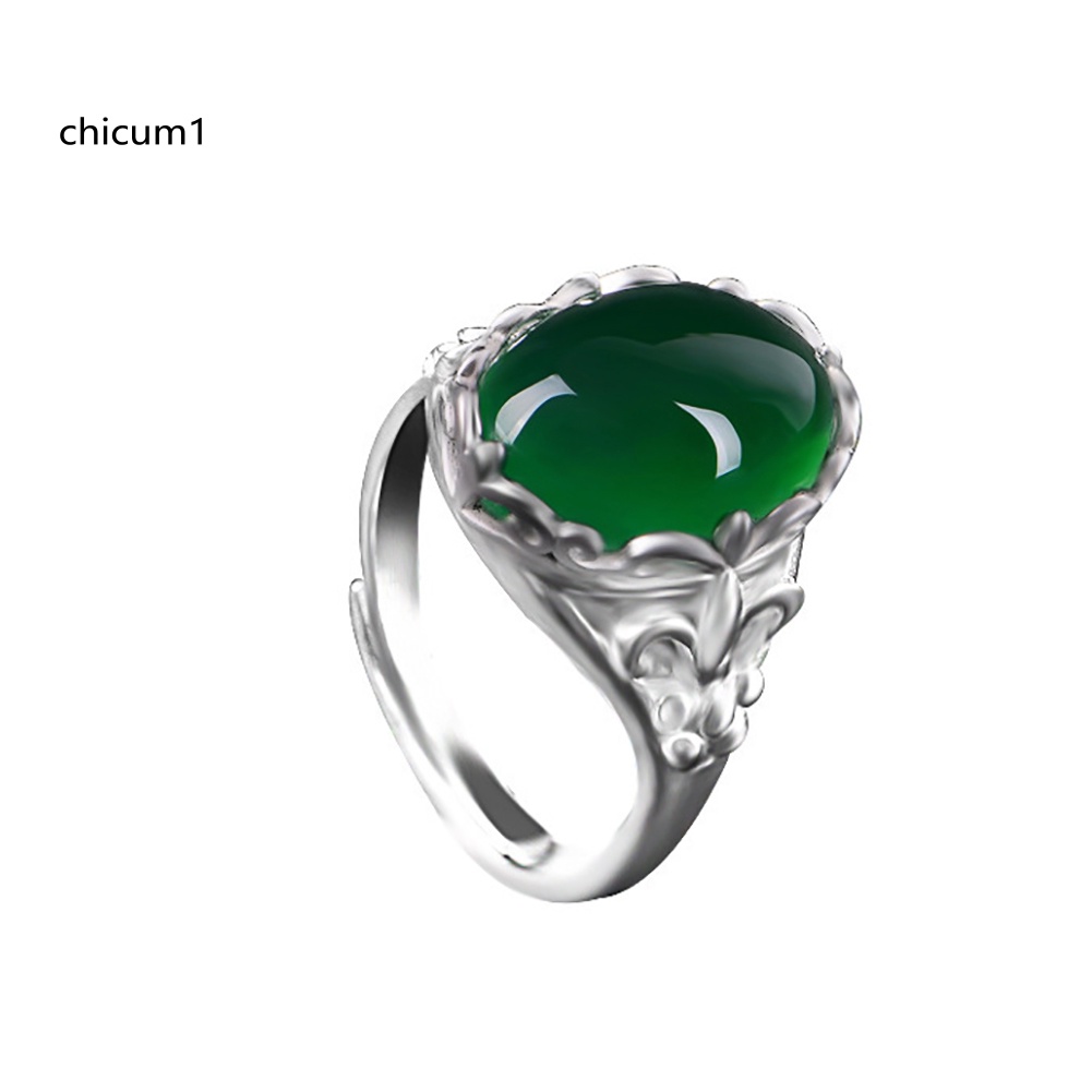 Nhẫn Đính Hôn Đính Đá Ngọc Lục Bảo Nhân Tạo Phong Cách Vintage Dành Cho Nữ