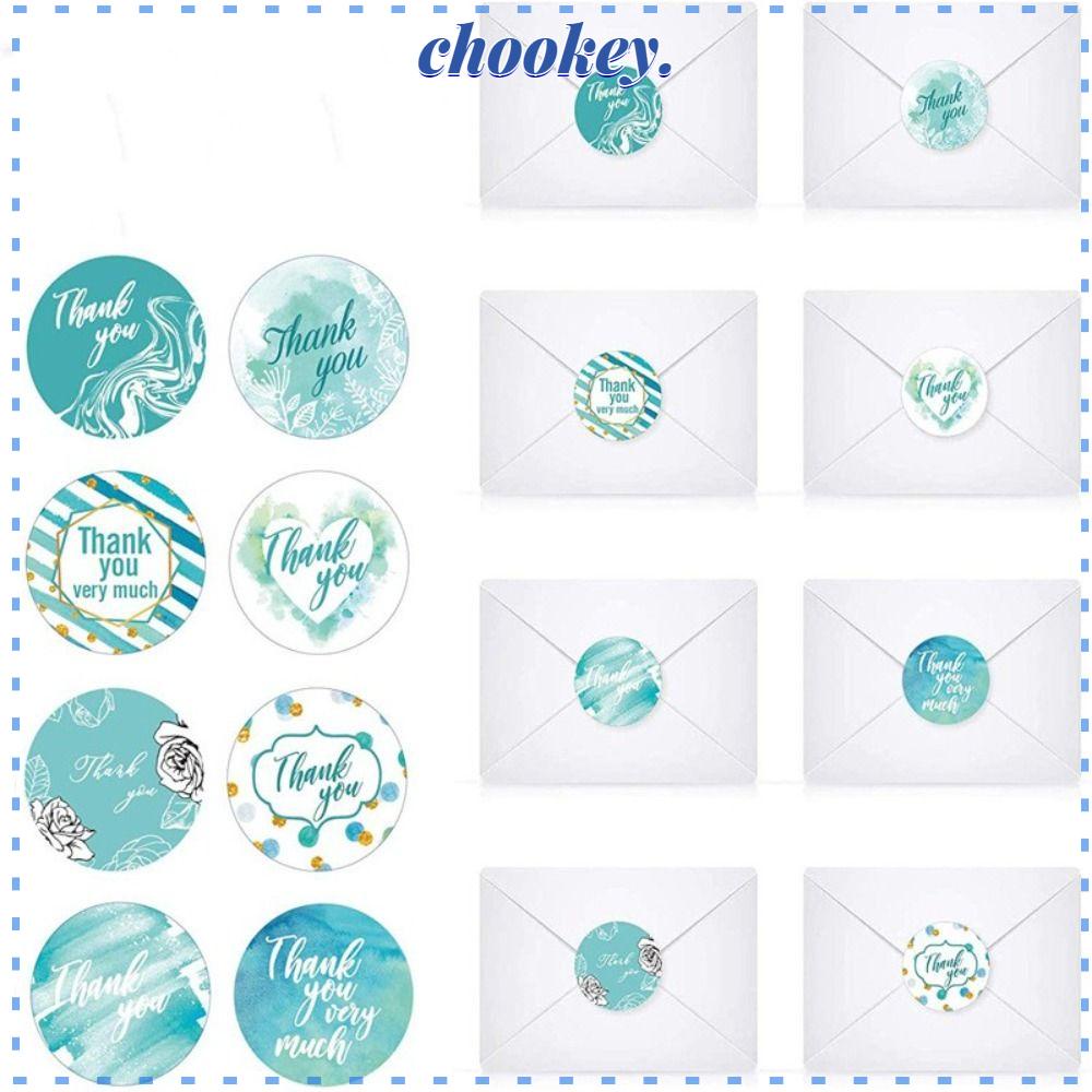 CHOOKEY Cuộn Sticker Tự Dính 1.5 Inch In Chữ Thank You Màu Xanh Dương Trang Trí Phong Bì Tiệc