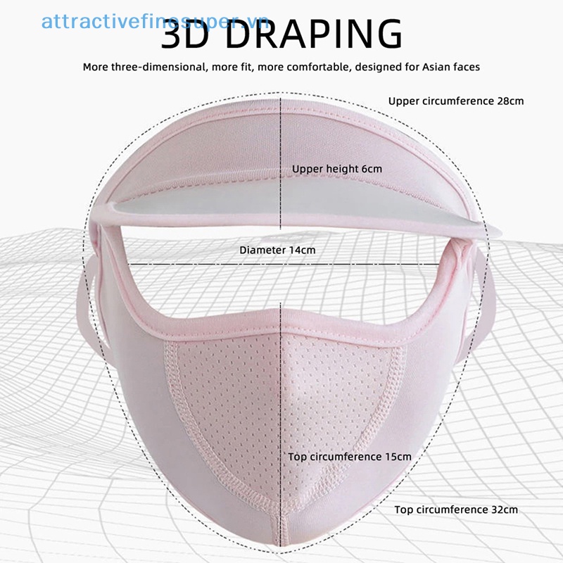Afs Mặt Nạ Lụa Lạnh Mỏng Thoáng Khí Chống Tia UV Bảo Vệ Toàn Diện Cổ Cho Nữ