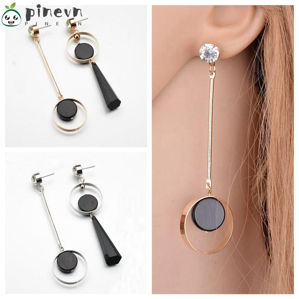 PINEVN 1 Đôi Bông Tai Thả Hình Giọt Nước Bất Đối Xứng Cho Nữ