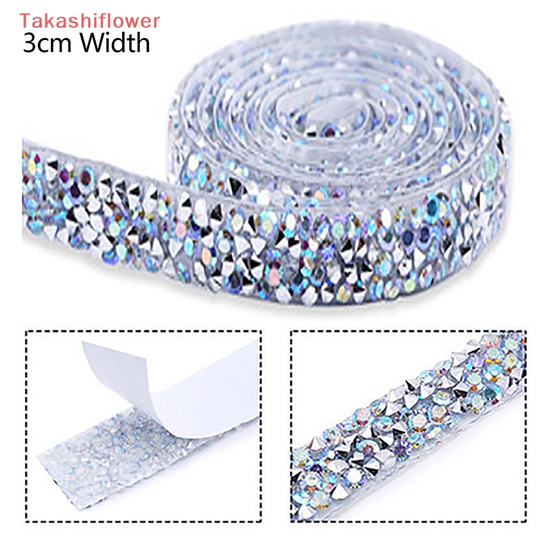 Cuộn Dây Đính Đá Resin Hai Mặt Tự Dính Kích Thước 15mm 30mm 1 Yard Dùng Trang Trí DIY