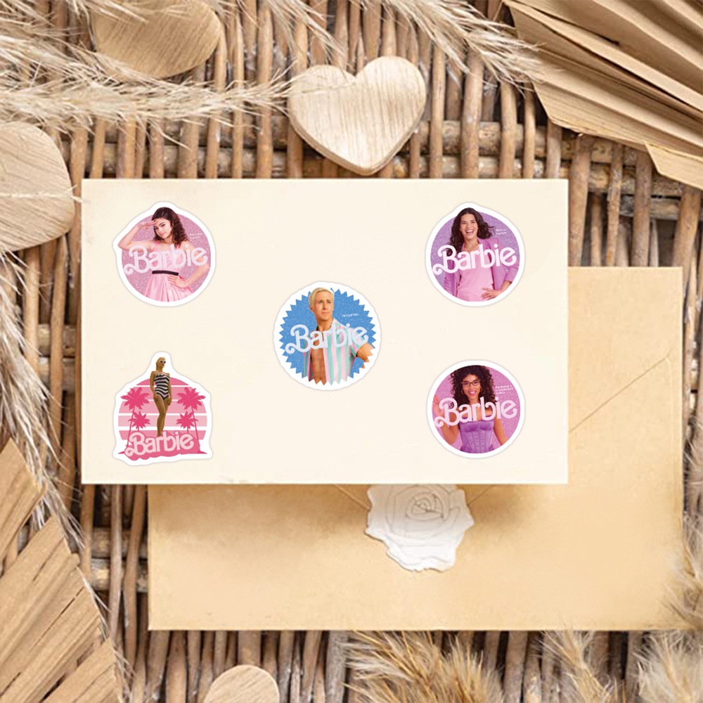 50 / 60 Miếng Dán Trang Trí Hình Búp Bê Barbie Dễ Thương