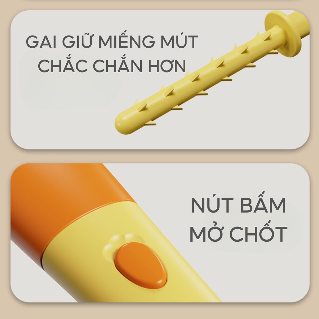 Bộ Cọ Rửa Bình Sữa HOGOKIDS 3in1 Hình Cà Rốt Cho Bé - Tặng Đầu Thay Thế