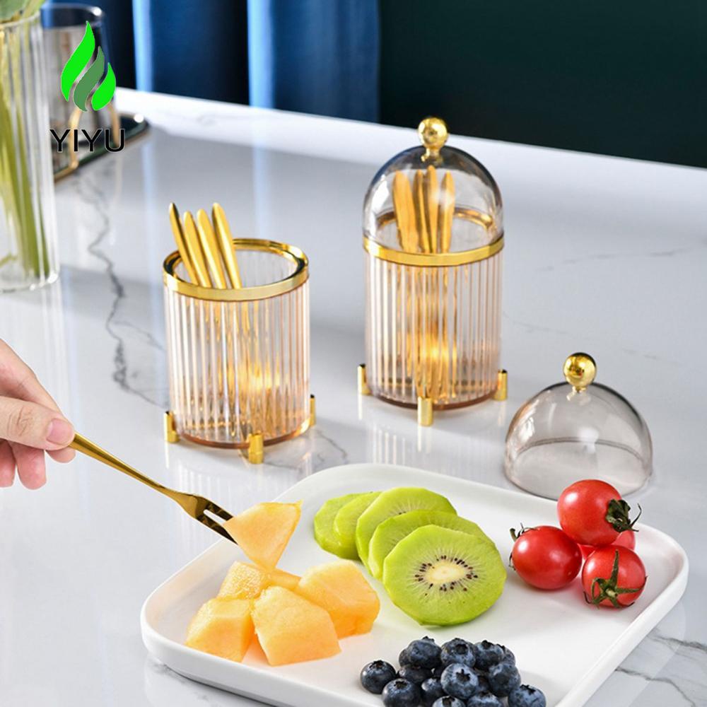 YIYU Nĩa Ăn Trái Cây Kèm Hũ Đựng Bằng Thép Không Gỉ