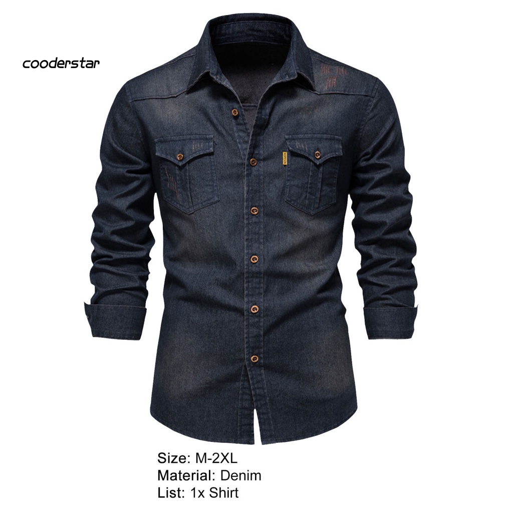 Áo Sơ Mi Denim Nhiều Túi Màu Sắc Thời Trang Xuân Hè Cho Nam