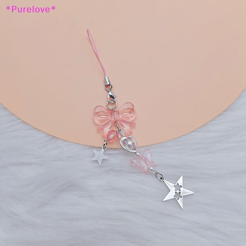 Dây Móc Điện Thoại Hình Nơ Ngôi Sao Năm Cánh Màu Hồng Xinh Xắn Thời Trang Mùa Hè Cho Nữ Mới