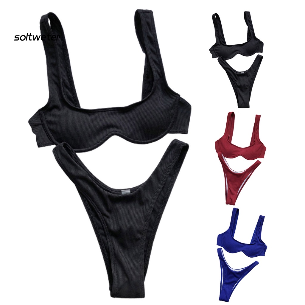 Bộ Bikini 2 Mảnh Có Mút Nâng Ngực Màu Sắc Thời Trang