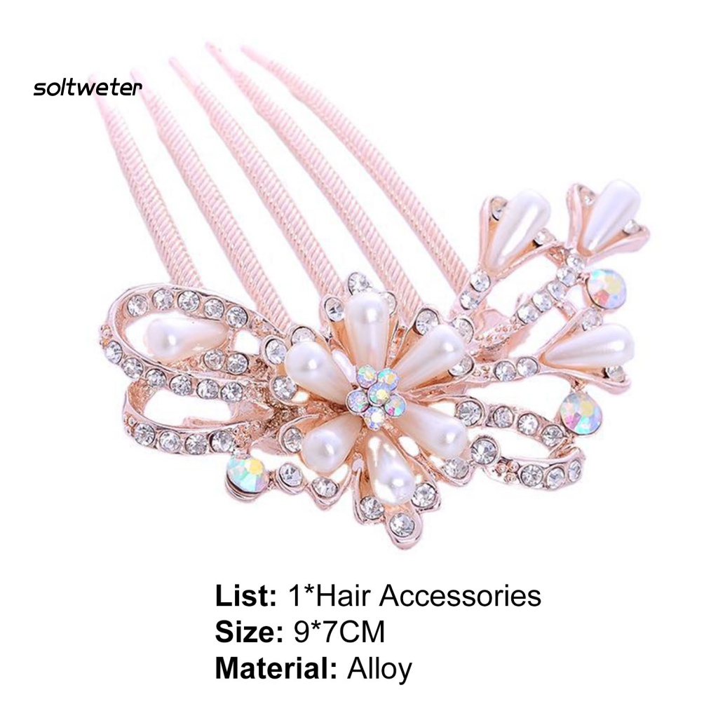 Lược Cài Tóc Năm Răng Đính Đá Lấp Lánh Dễ Sử Dụng