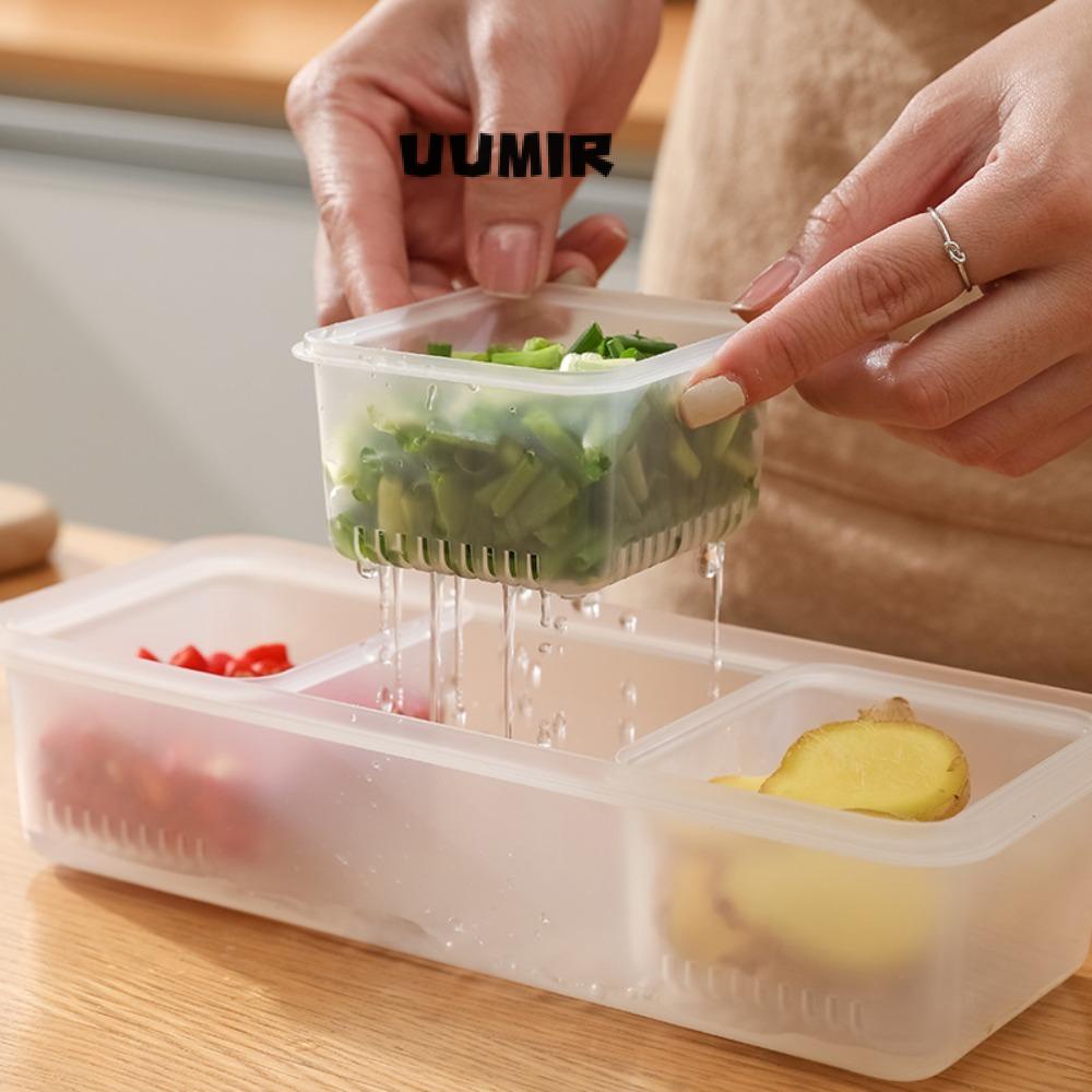 UUMIR Hộp Đựng Thực Phẩm Hai Tầng Trong Suốt Kèm Nắp Đậy Tiện Lợi Dành Cho Tủ Lạnh