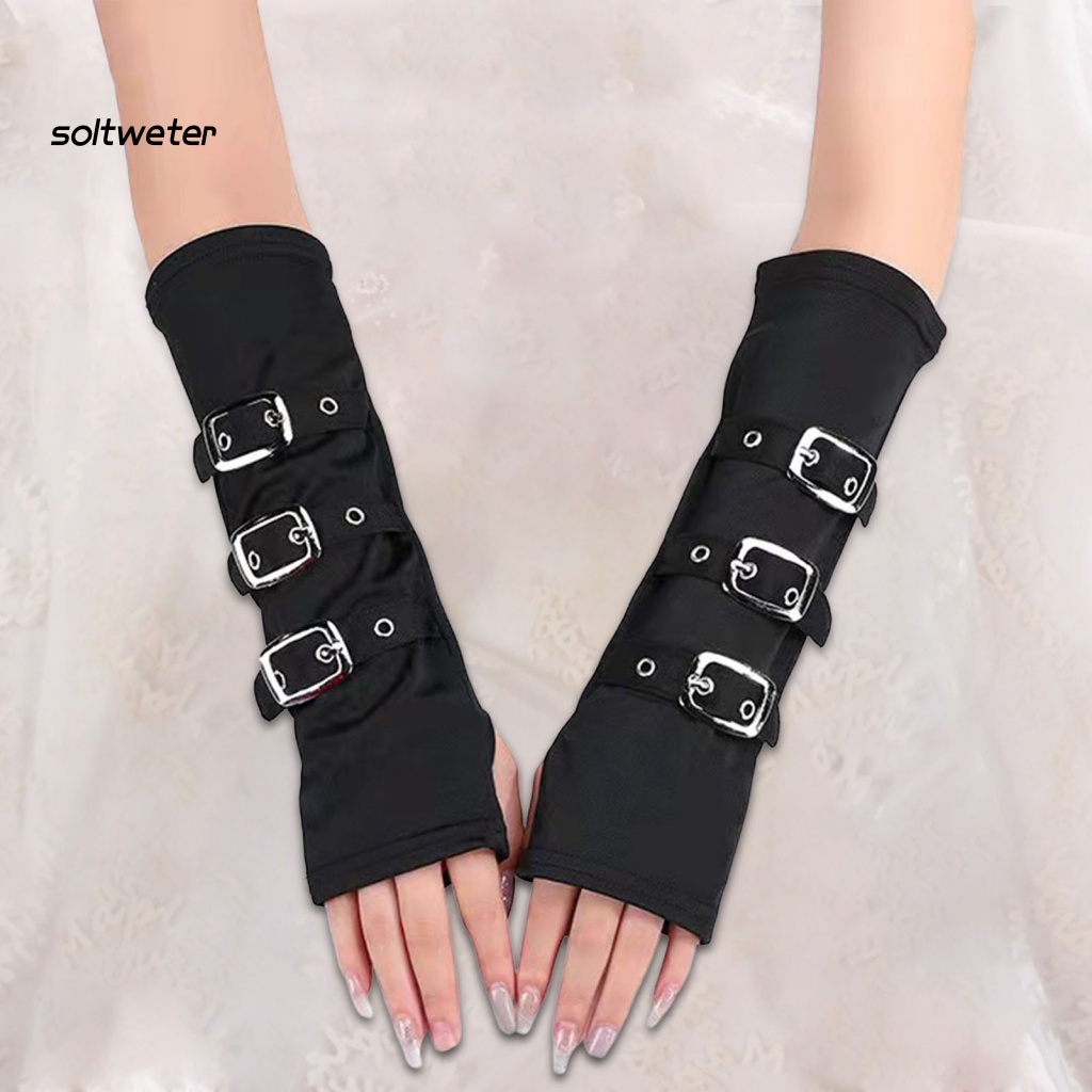 1 Đôi Găng Tay Hở Ngón Có Khóa Cài Có Thể Điều Chỉnh Phong Cách Hip Hop Đường Phố