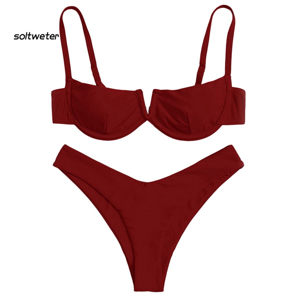 Bộ Bikini 2 Mảnh Có Mút Nâng Ngực Màu Sắc Trơn Họa Tiết Da Báo Quyến Rũ Cho Nữ