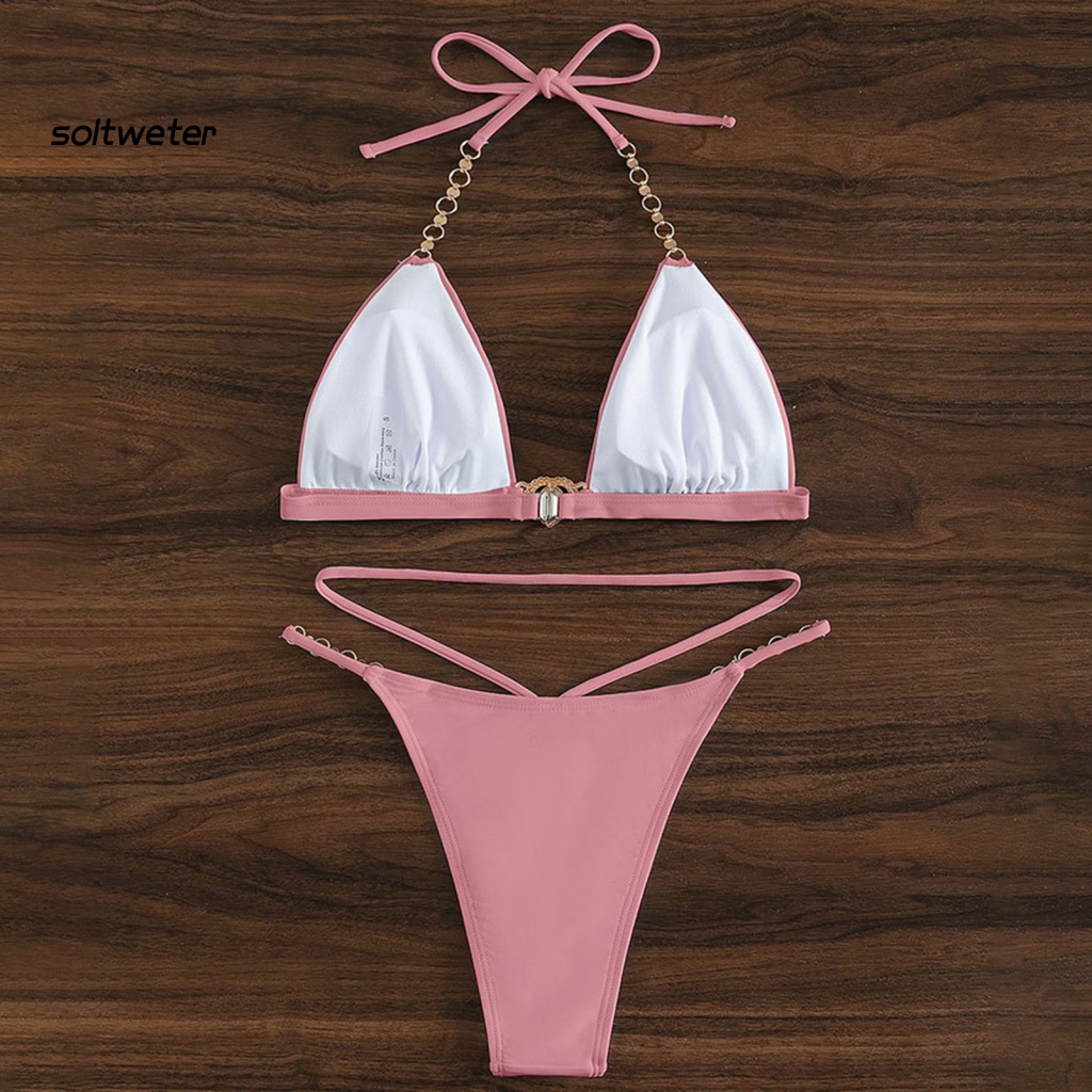 1 Bộ Đồ Bơi Hai Mảnh Cổ Chữ V Có Mút Đệm Ngực Thời Trang Mùa Hè Quyến Rũ Dành Cho Nữ