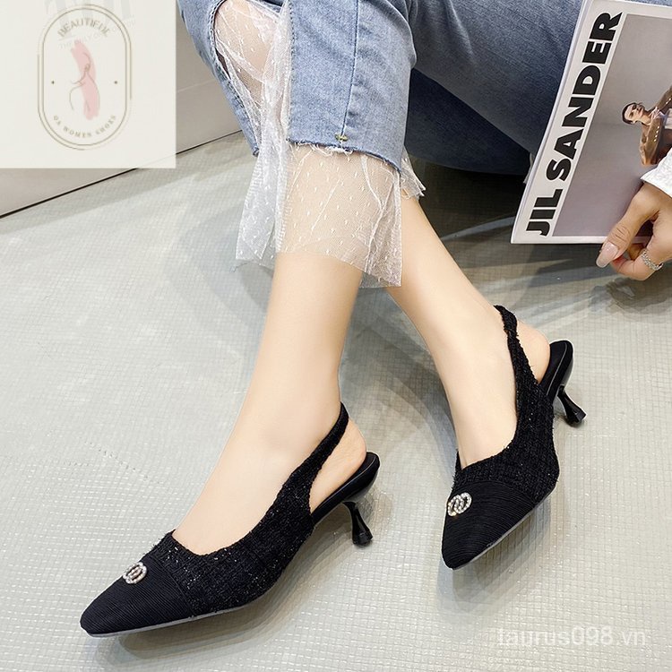 Sandal Cao Su PU Gót Vừa Phong Cách Thời Trang Mới 2023