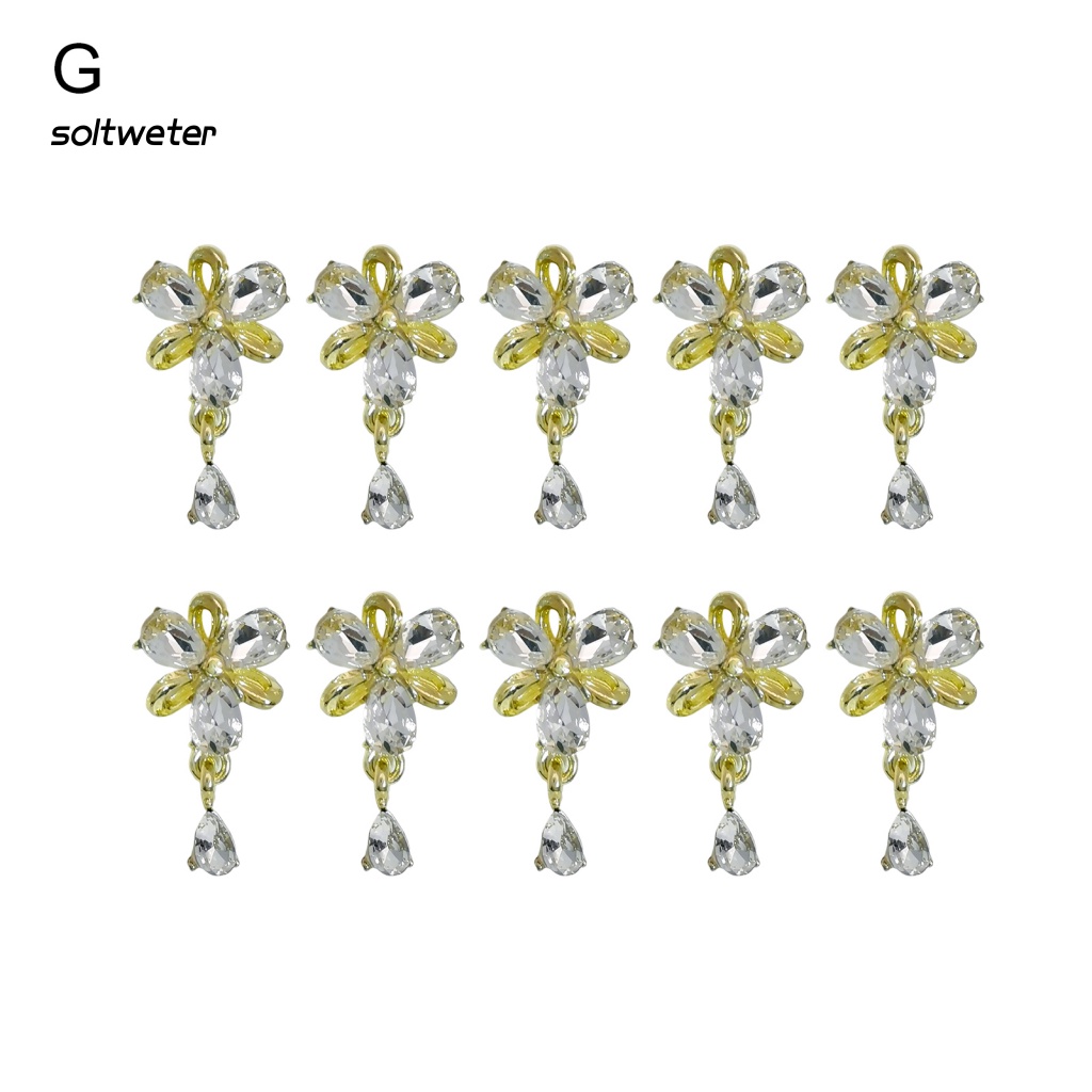 Bộ 10 Phụ Kiện Trang Trí Móng Tay Tạo Hiệu Ứng 3D Lấp Lánh Bằng Hợp Kim