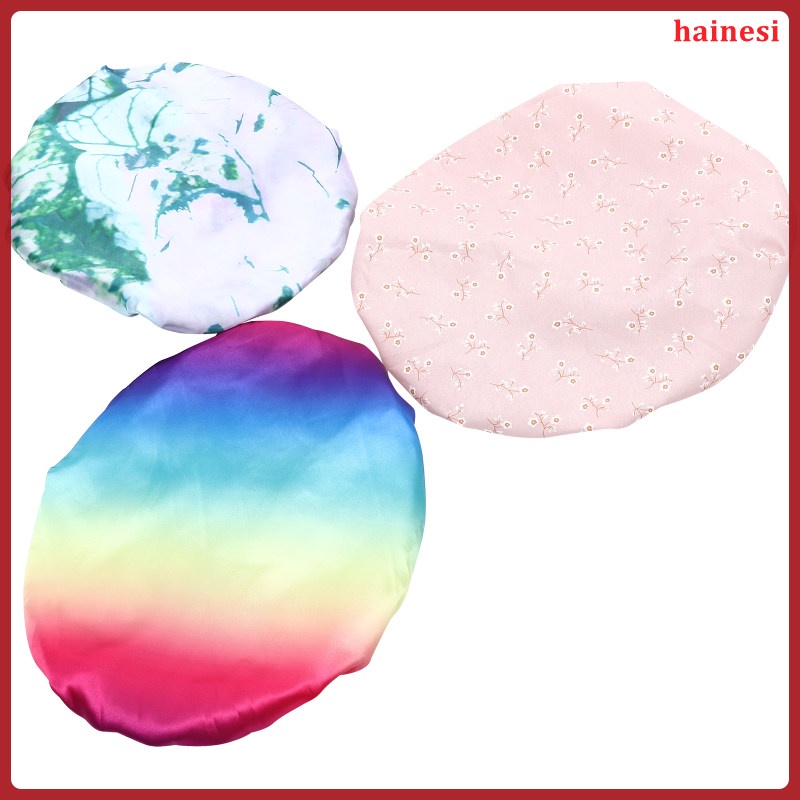 Bộ 3 Mũ Trùm Tóc Bằng Satin Màu Đen Chống Thấm Nước