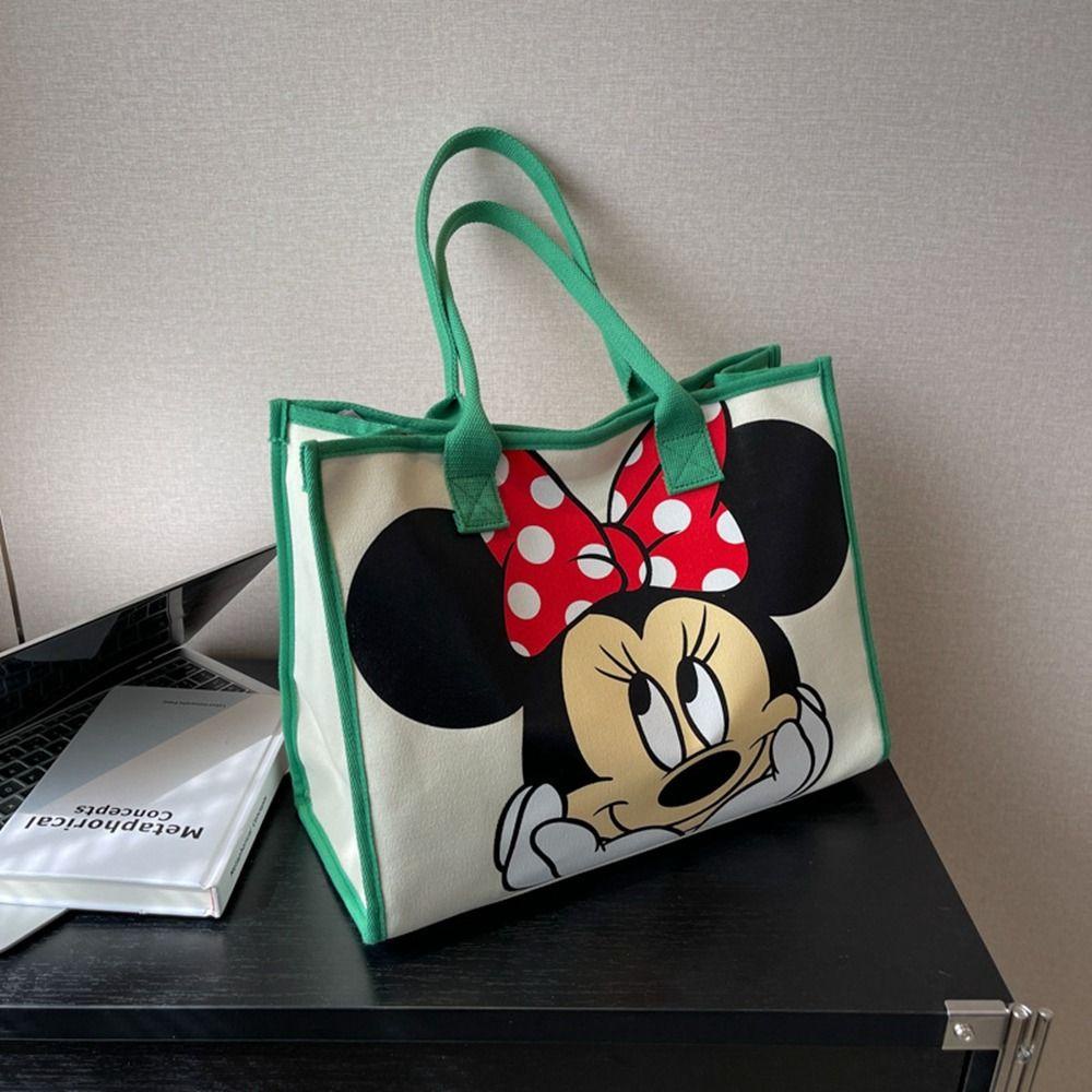 BLISS Túi Xách Canvas Cỡ Lớn In Họa Tiết Chuột Mickey Cho Học Sinh