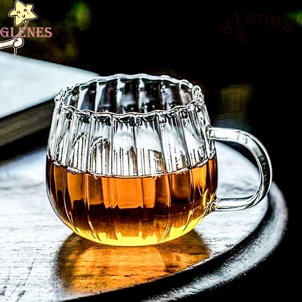 GLENES Cốc Thủy Tinh Chịu Nhiệt Có Tay Cầm Họa Tiết Bí Ngô Cho Cửa Hàng