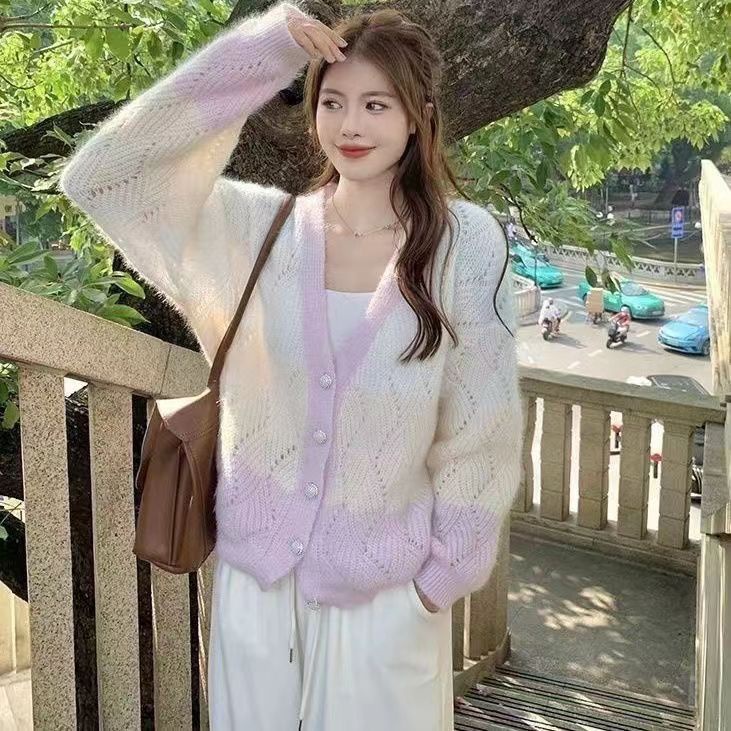 Mới Áo Khoác Cardigan Dệt Kim Tay Dài Dáng Rộng Mềm Mại