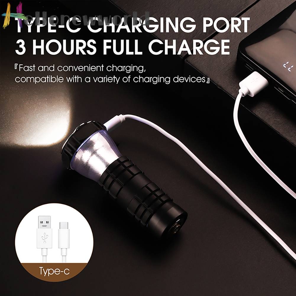 Đèn Pin Sạc USB Mini 2200mAh Mang Đi Cắm Trại Tiện Dụng