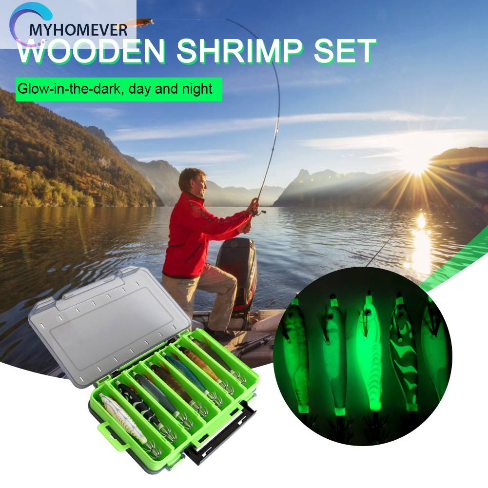 Bộ 14 Mồi Câu Cá Giả Hình Bạch Tuộc Dạ Quang Cứng Kèm Hộp Đựng