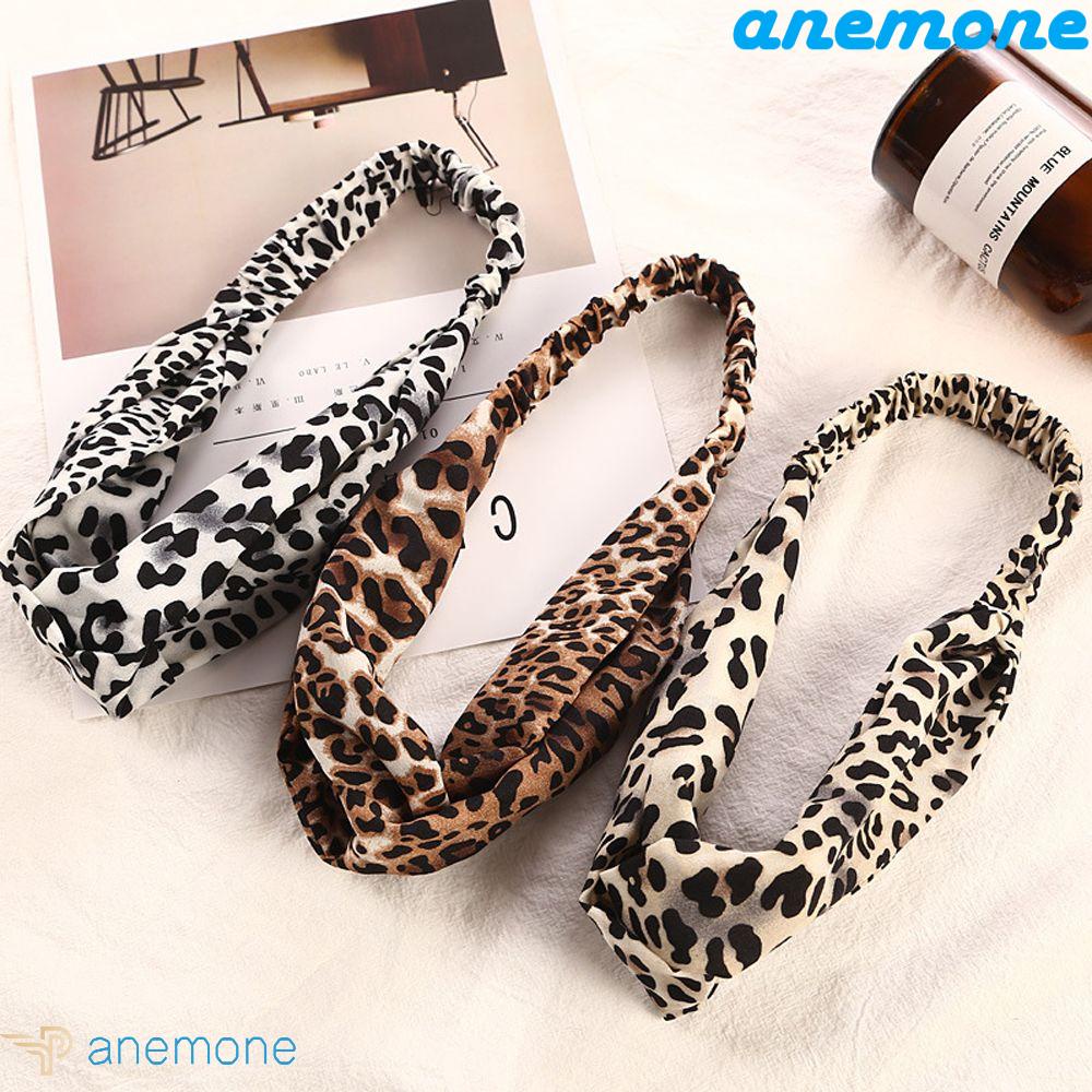 ANEMONE Băng Đô Cài Tóc Thắt Nơ Họa Tiết Da Báo Phong Cách Hàn Quốc