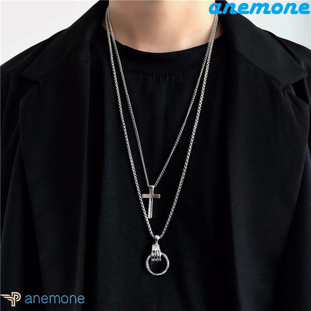 ANEMONE Vòng cổ Hợp Kim Mặt Chữ Thập Đơn Giản Thời Trang Hàn Quốc Cho Cặp Đôi