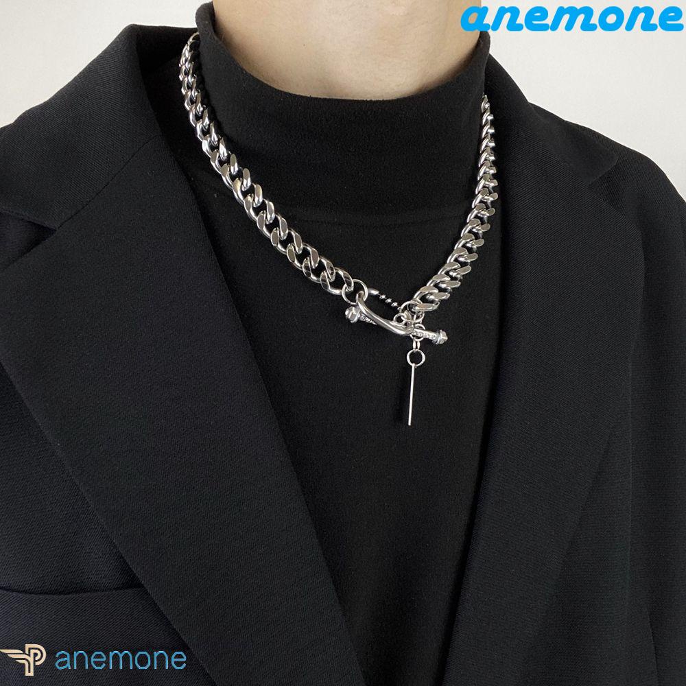 ANEMONE Vòng cổ Thép Titan Thiết Kế Đơn Giản Độc Đáo Phong Cách Hàn Quốc Cho Nam Nữ