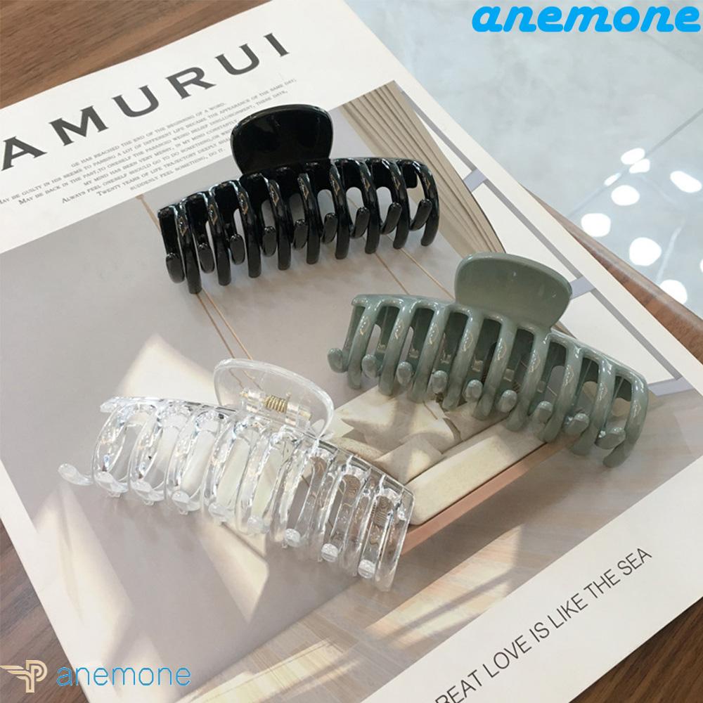 ANEMONE Kẹp Tóc Càng Cua Bằng Nhựa Màu Trơn Thanh Lịch Thời Trang
