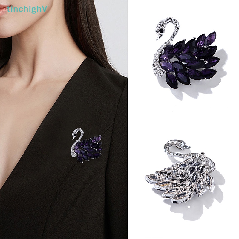 [TinchighV] Trâm Cài Áo Hình Thiên Nga Đính Pha Lê Zircon Cổ Điển