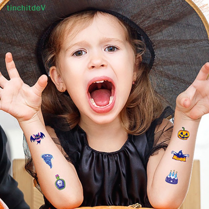 Set 10 Hình Xăm Dán Tạm Thời Họa Tiết Hoạt Hình Phong Cách Halloween Dành Cho Trẻ Em