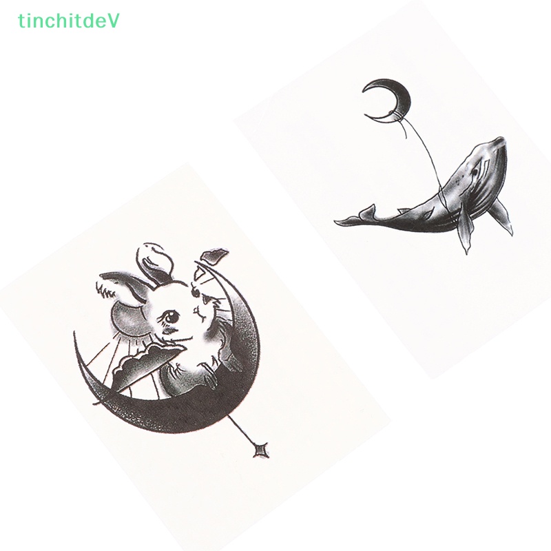 1 Miếng Dán Hình Xăm Tạm Thời Hình Hổ / Cá Voi / Mặt Trăng Cá Tính Dành Cho Học Sinh