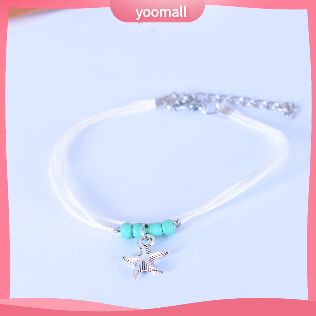 Lắc Chân Nhiều Lớp Đính Hạt Và Ngôi Sao Biển Phong Cách Boho Thời Trang Cho Nữ