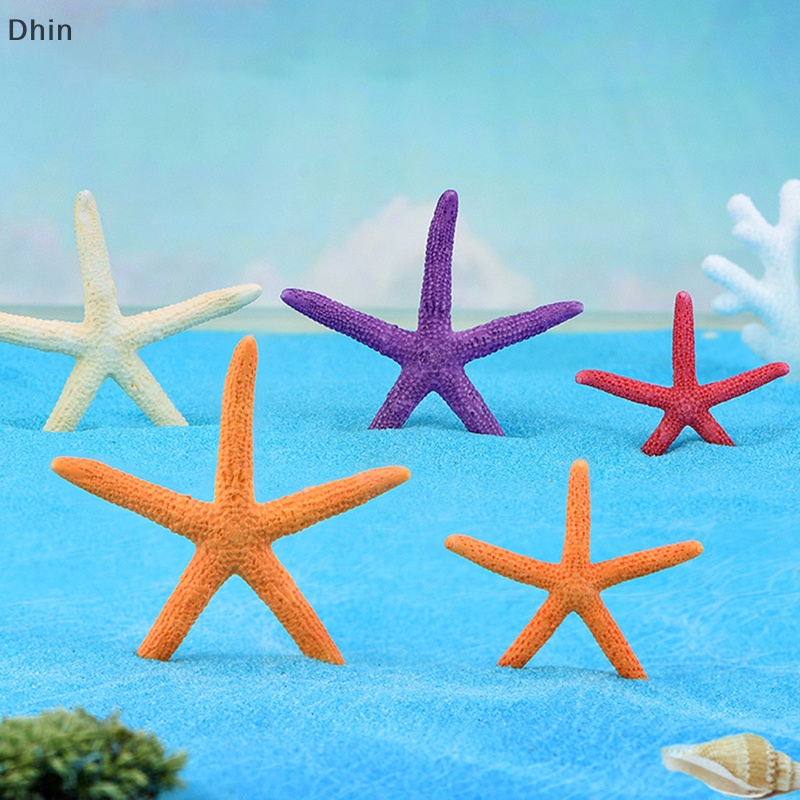 [Dhin] Mini Colorful Five-Pointed Starfish Sea Star Resin Fish Starfish Landscaping Ornaments Crafts Figure Diy Ornament Miniatures Decoration COD