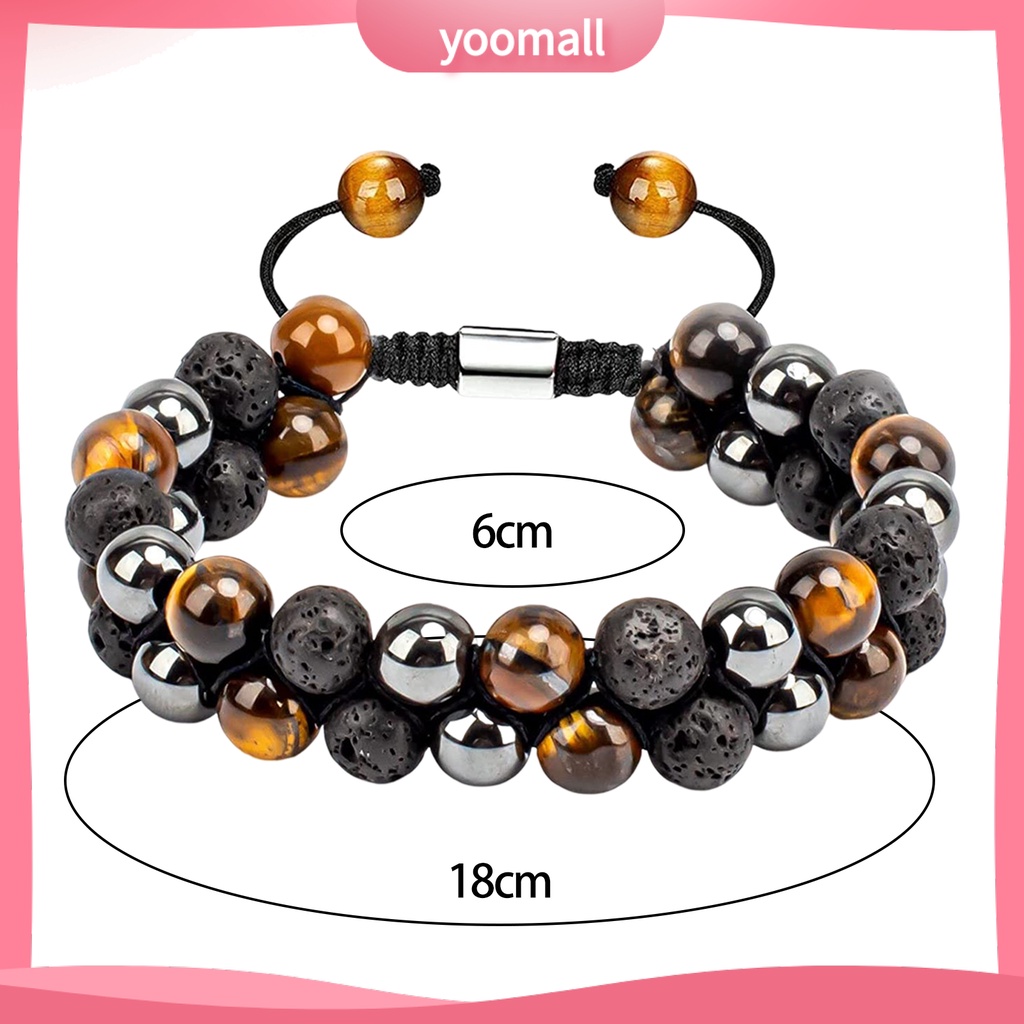 [YM] Vòng Tay Chuỗi Hạt Đá Mắt Hổ Hai Lớp Có Thể Điều Chỉnh Phong Cách Đơn Giản Bảo Vệ Sức Khỏe Hàng Ngày Cho Nam Và Nữ