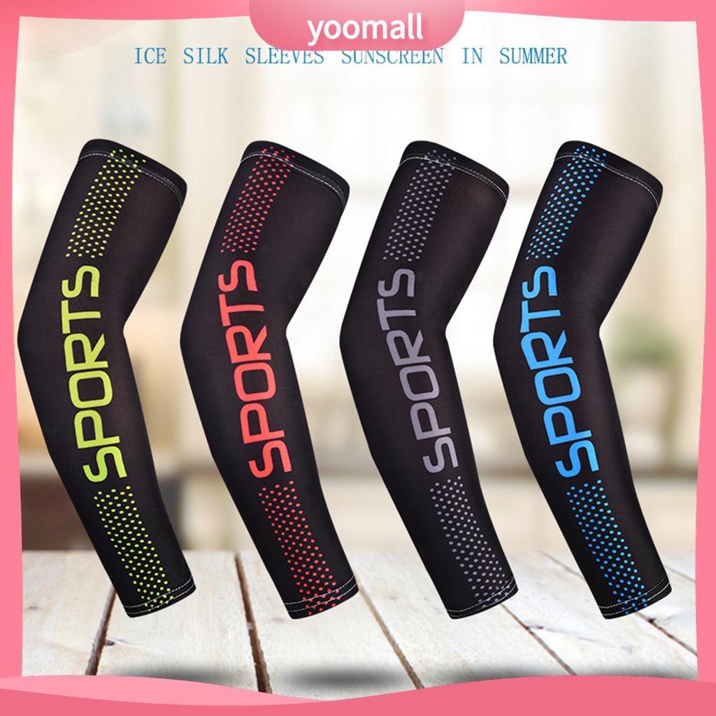 1 Cặp Ống Tay Áo Bằng Lụa Lạnh Mỏng Độ Co Giãn Cao Chống Nắng Dùng Hóa Trang Cho Nam