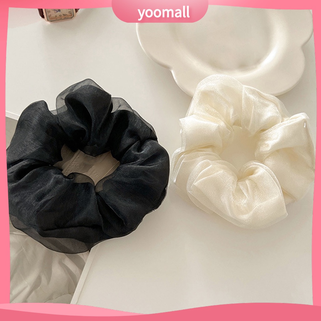 Dây Buộc Tóc Hai Lớp Mềm Mại Co Giãn Chống Rách Màu Trơn Thời Trang Cho Nữ