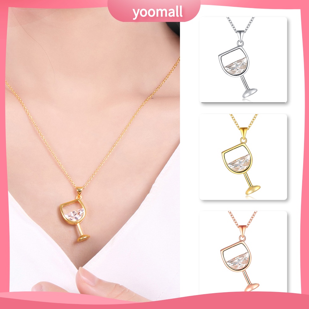 Vòng cổ Mặt Hình Ly Rượu Đính Đá Zircon Thời Trang Cho Nữ