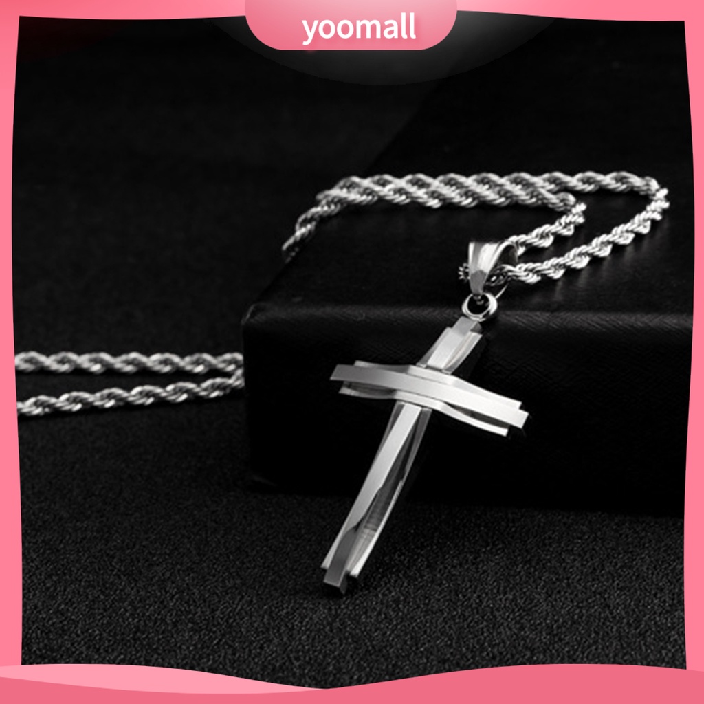 Vòng cổ Thép Titan Mặt Thánh Giá Phong Cách Hip Hop Thời Trang Cho Nam